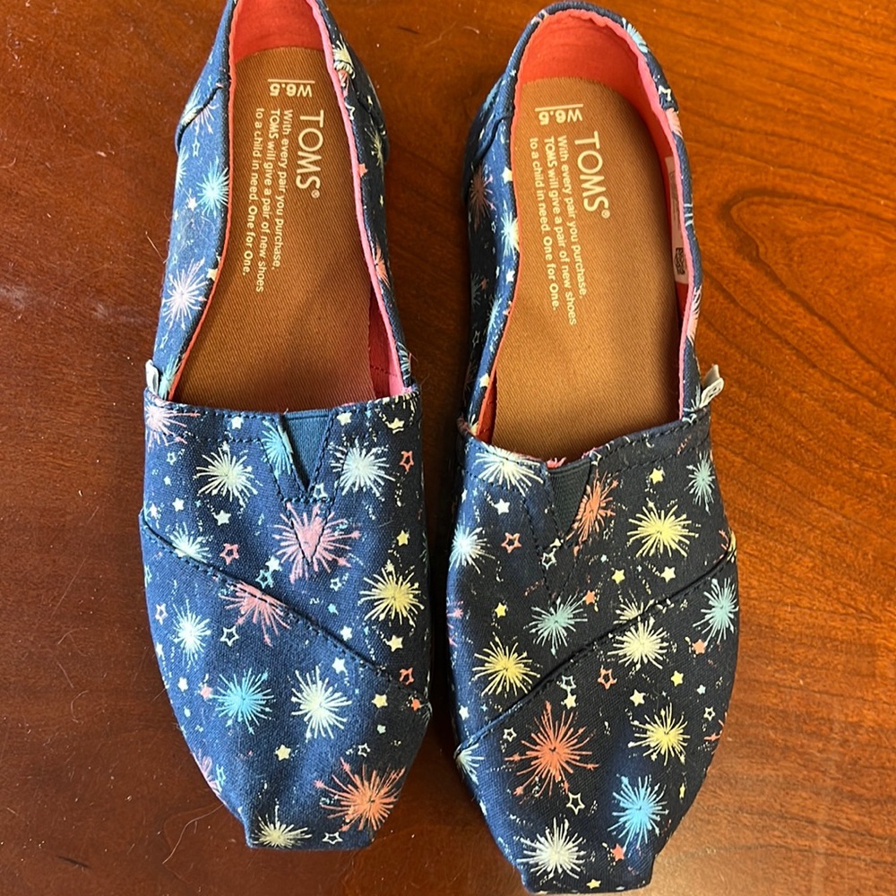 Toms Navy Fireworks Canvas Slip-ons